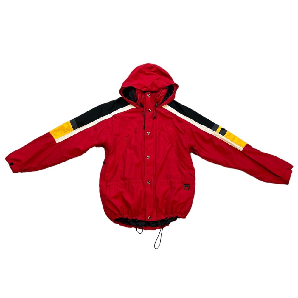 ROFFE red + black + yellow + white colorblock windbreaker